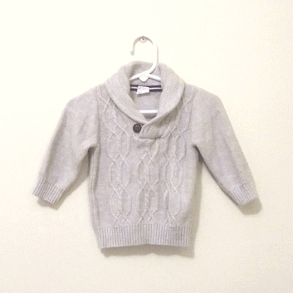 H&M cable knit Sweater with shawl collar and elbow patches  US 4-6M